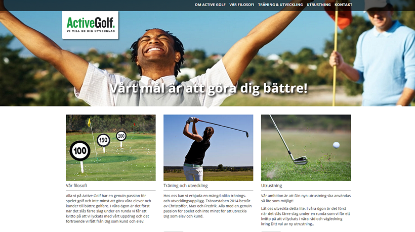 Backspinn, Webbyrå i Stockholm, Portfolio bildspel för active-golf