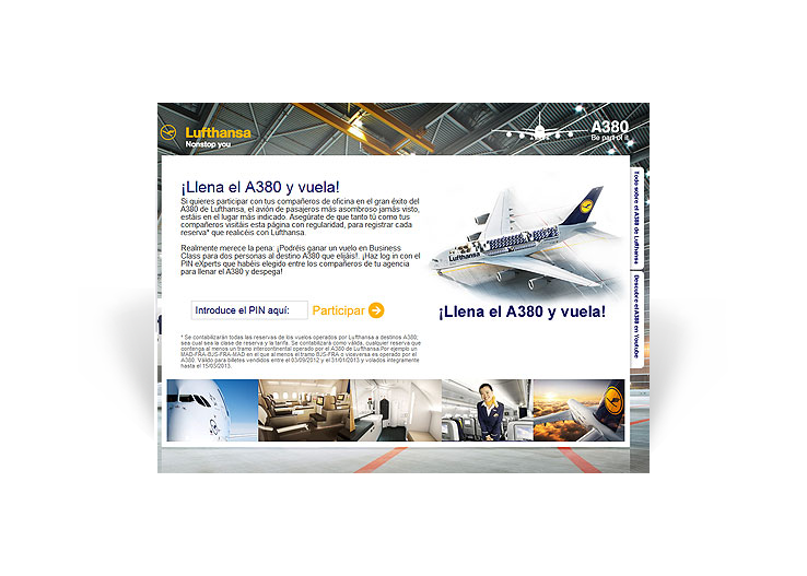 Backspinn, Webbyrå i Stockholm, Portfolio bildspel för lufthansa-fill-the-a380-spanien-portugal